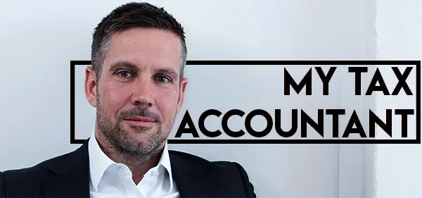 A man in front of the words 'm y account '