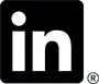 A black and white logo of linkedin.